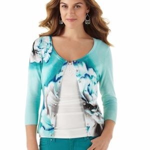 WHBM Multi Color Floral Print Cardigan